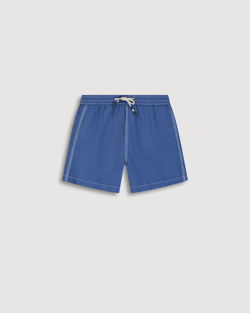 Achille Traje de baño de niño en denim azul liso - Image principale