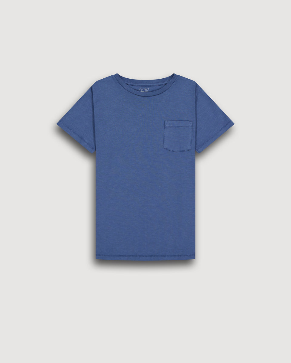 Pocket Boy's Cobalt Blue Cotton Jersey T-shirt - Image principale