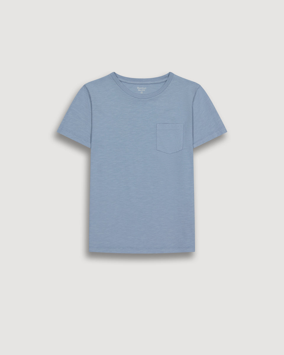 Pocket Boy's Blue Cotton Jersey T-shirt - Image principale