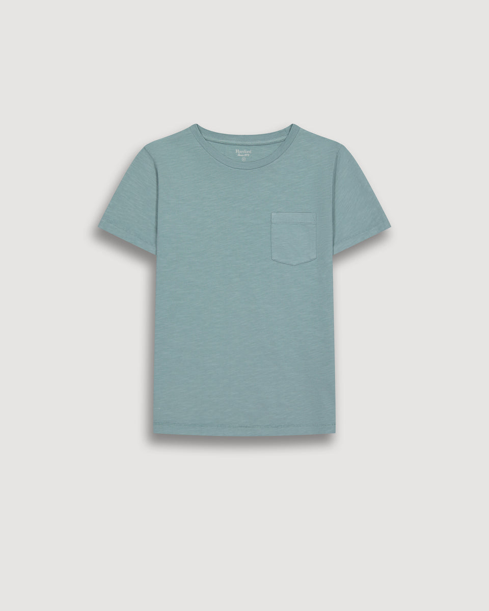 Pocket Boy's Celadon Green Cotton Jersey T-shirt - Image principale