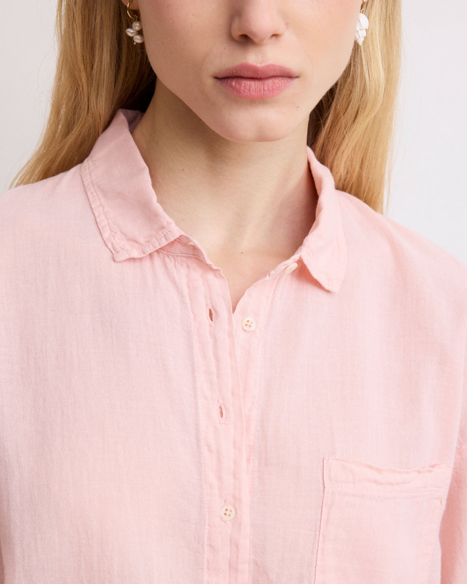 Chemise Femme en Coton Bi-Matière Rose Teri - Image 3
