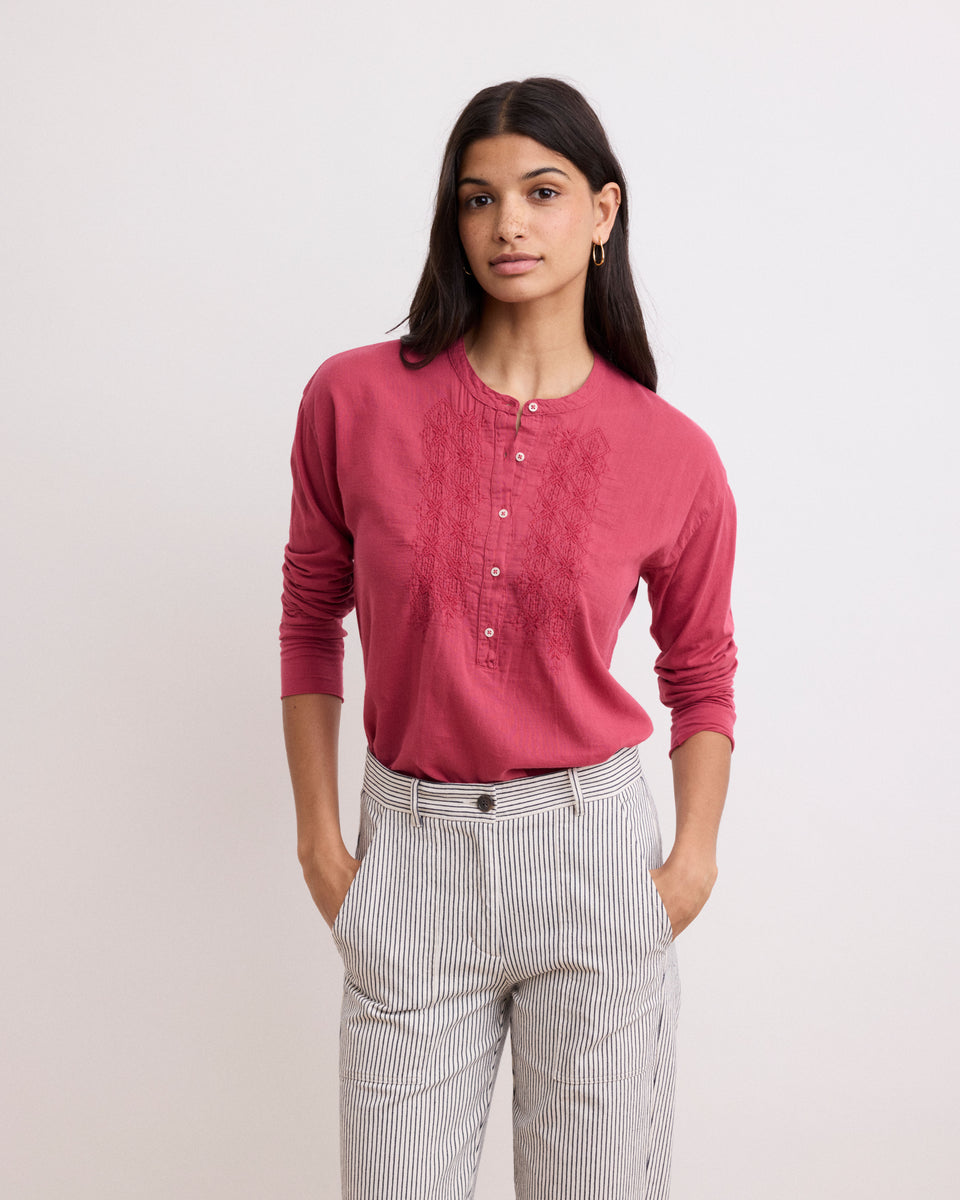 Top Femme en Coton Bi-Matière Framboise Turiafa - Image 3