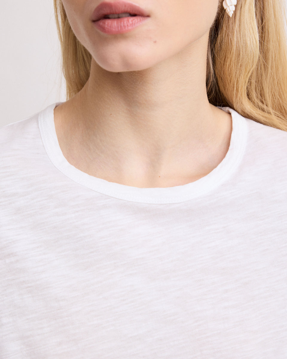Tee Shirt Femme en Coton flammé Blanc Teano - Image 3