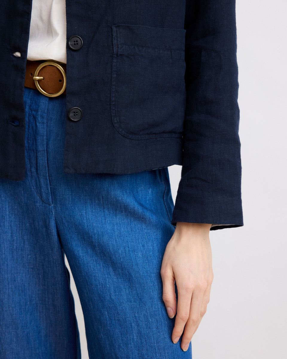 Chaqueta Vizir de lino azul marino para mujer - Image 3