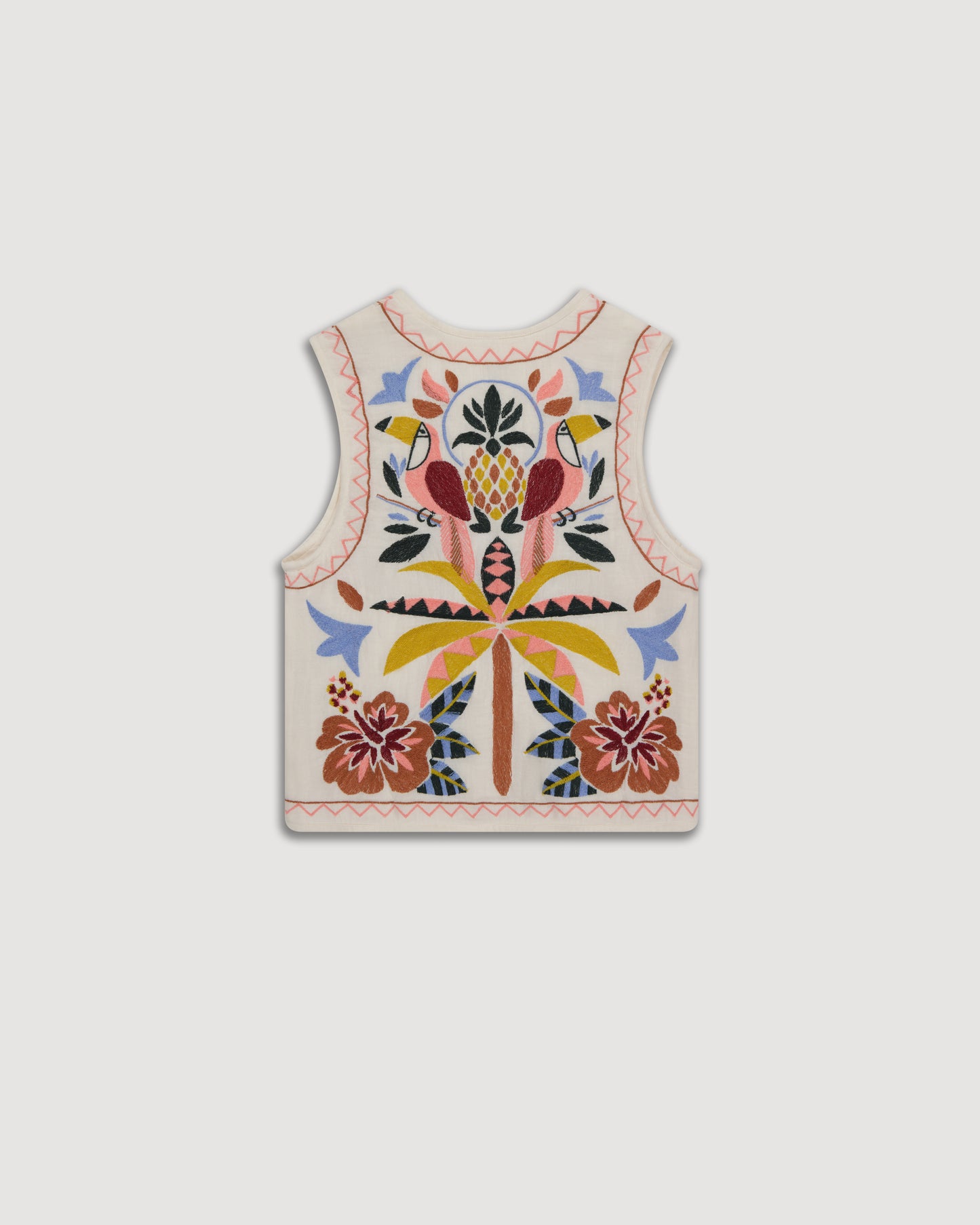 Veste Fille en Gaze de Coton Brodée Multicolore Viva