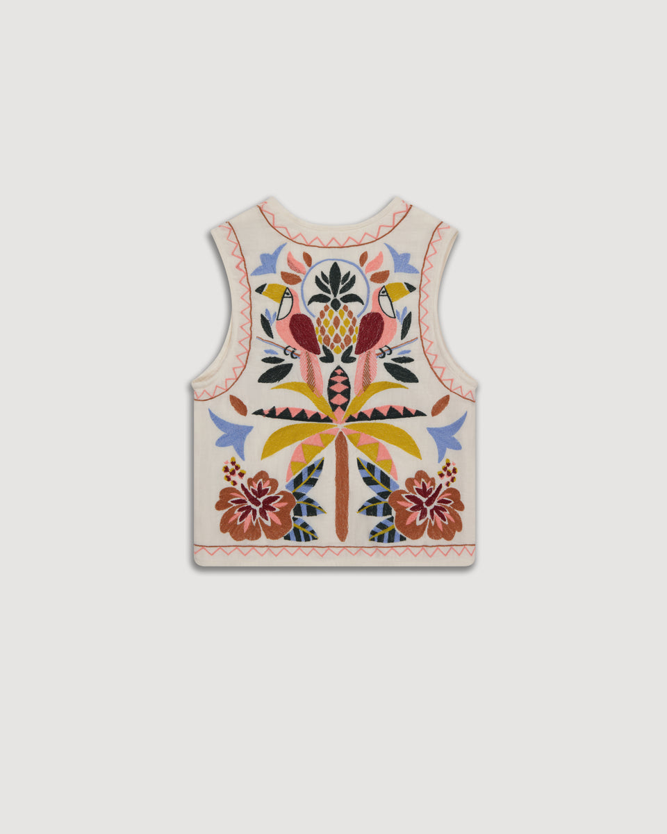 Viva Girl's Multicolor Embroidered Cotton Gauze Jacket - Image alternative