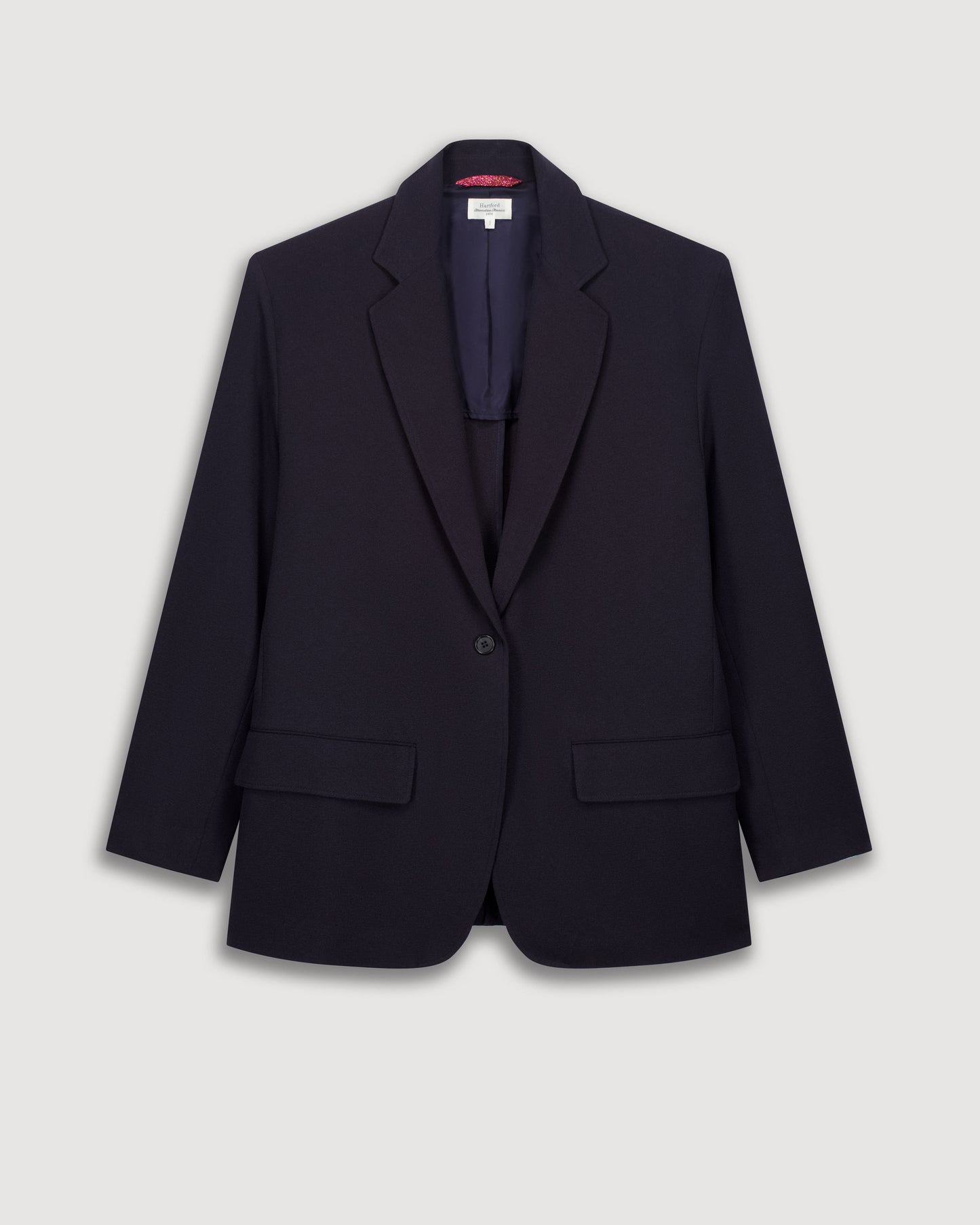 Victo Women's Navy Blue Crepe Jacket