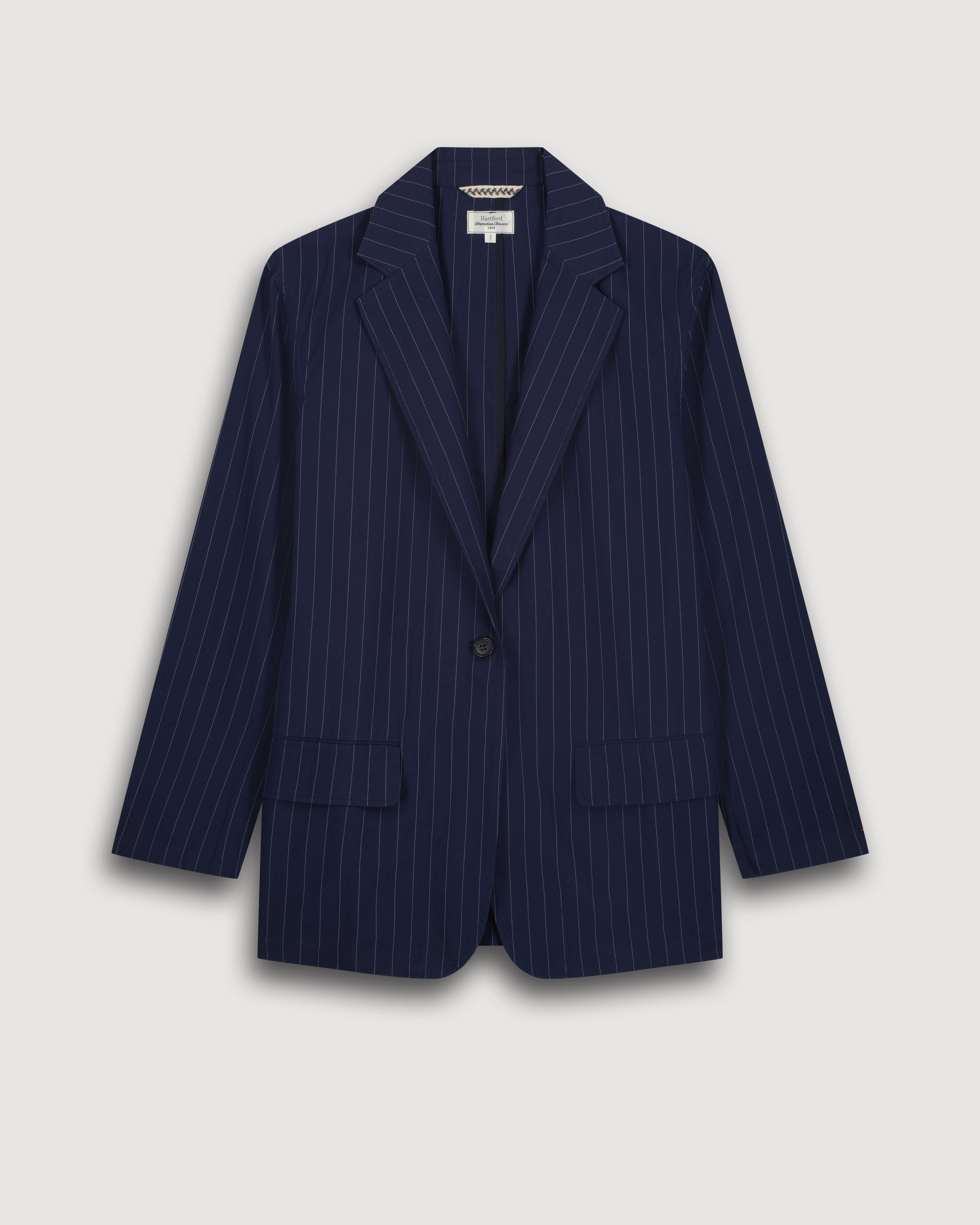 Veste Femme en Popeline Rayée Bleu Marine Victo