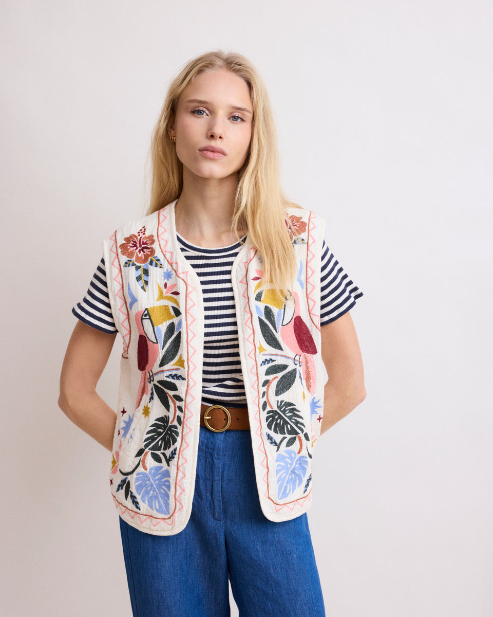 Chaqueta de Gasa de algodón bordada Viva Mujer Multicolor - Image alternative