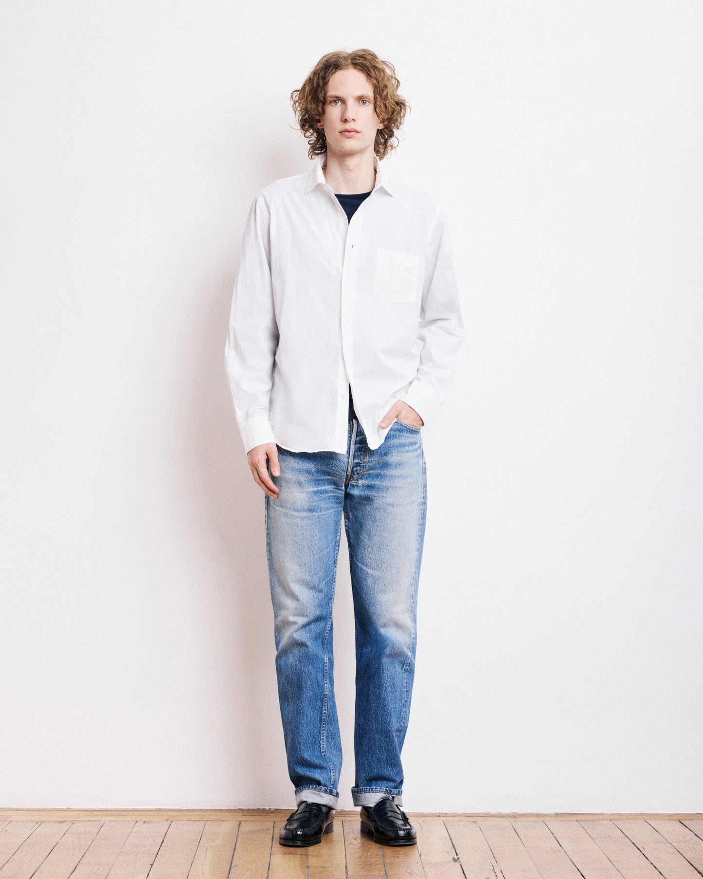 Chemise Homme en Gabardine de Coton Blanc Paul