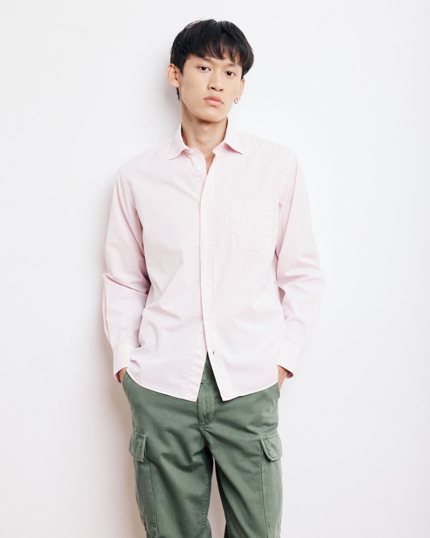 Chemise Homme en Gabardine de coton Rose Paul