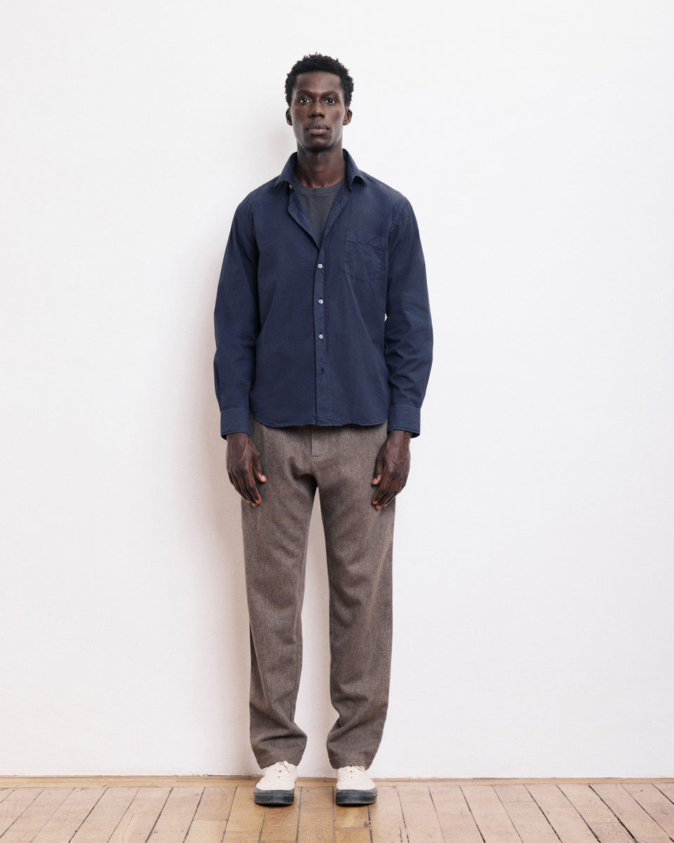 Chemise Homme en Gabardine de Coton Bleu Marine Paul - Image alternative