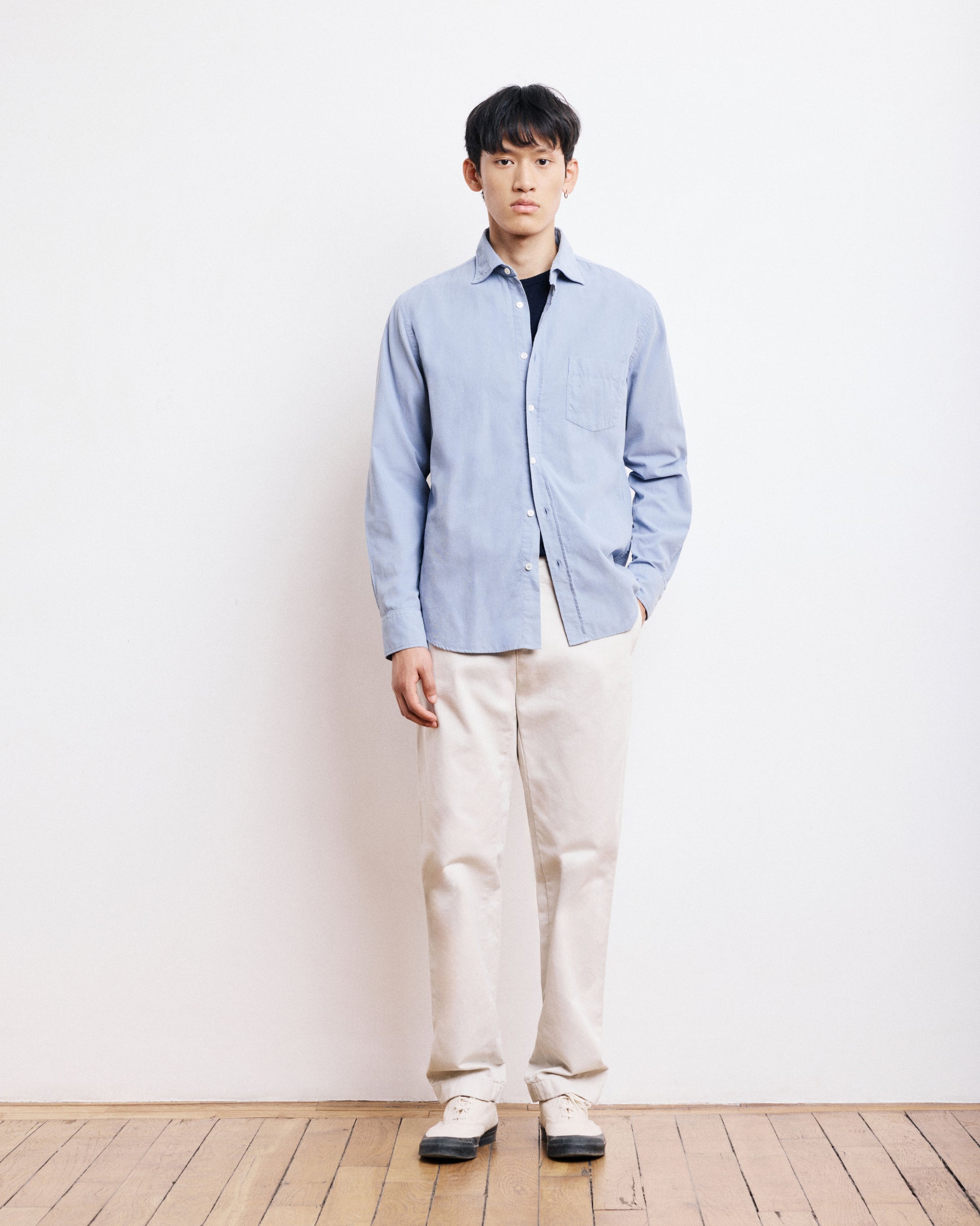 Chemise Homme en Velours Côtelé Bleu Paul