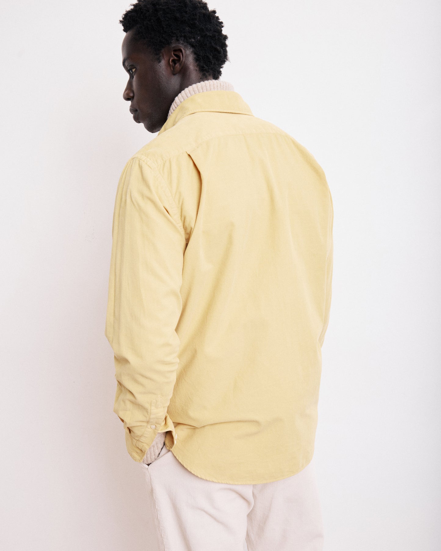 Chemise Homme en Velours Côtelé Jaune Paul
