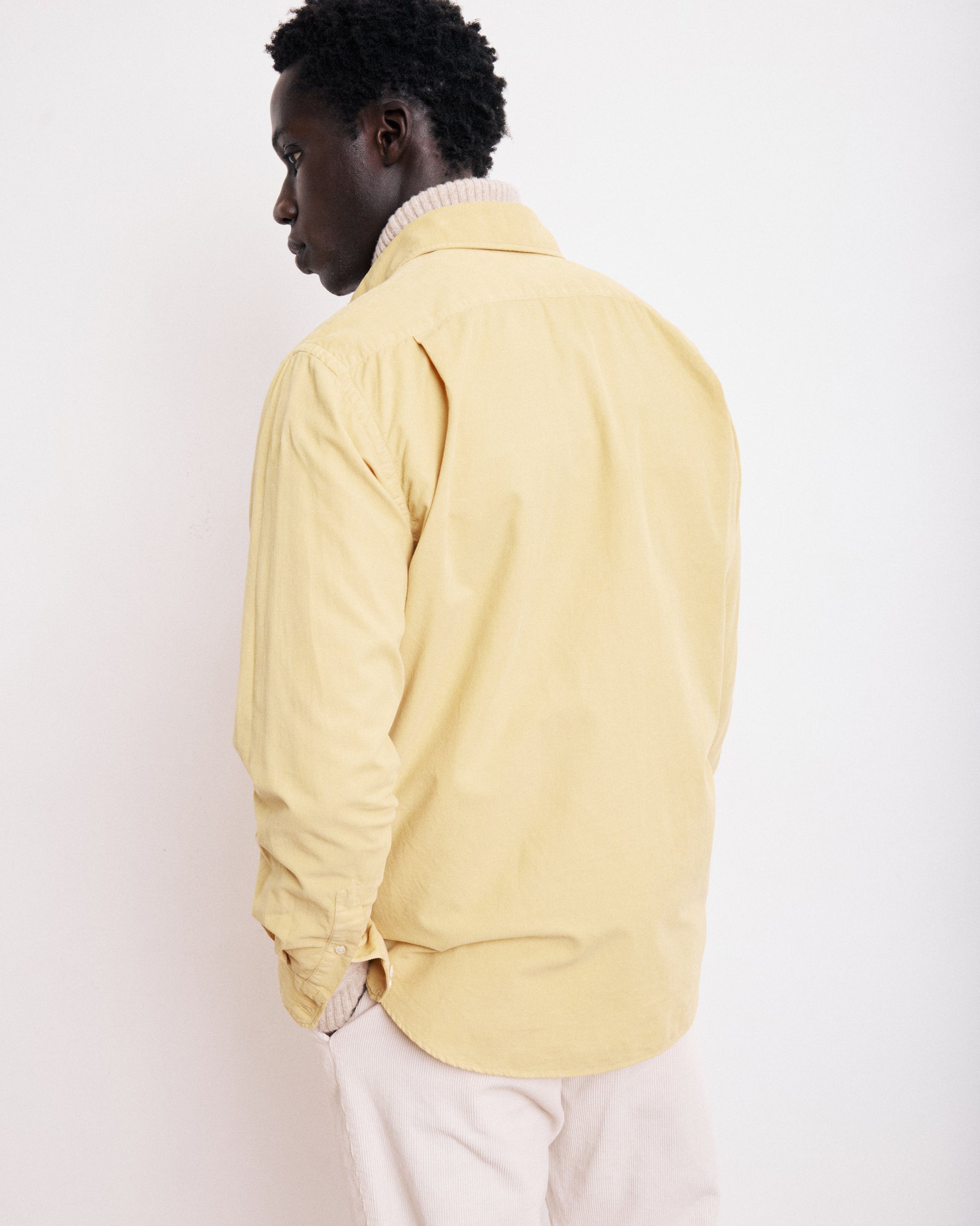 Chemise Homme en Velours Côtelé Jaune Paul