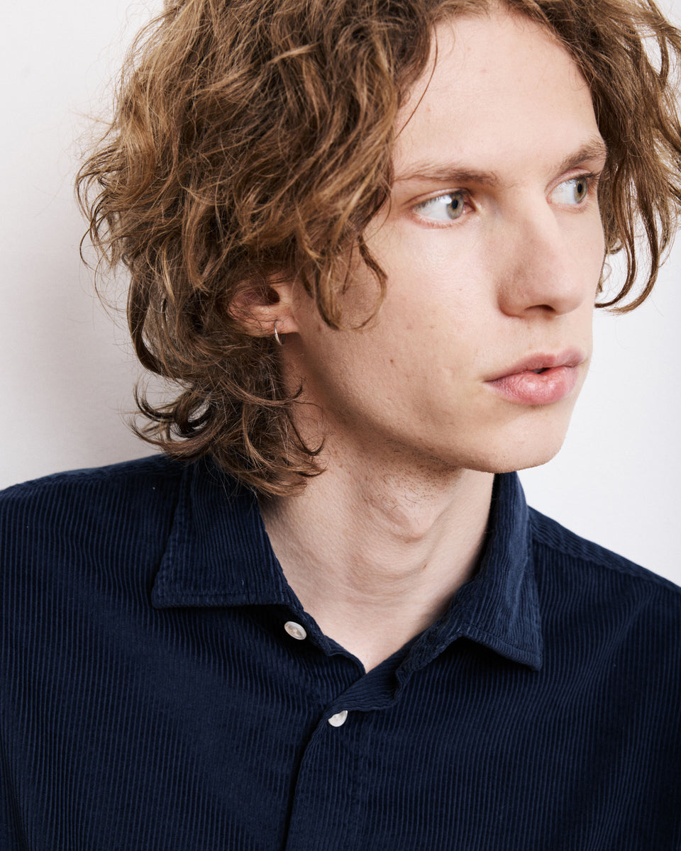 Chemise Homme en Velours Côtelé Bleu Marine Paul - Image alternative