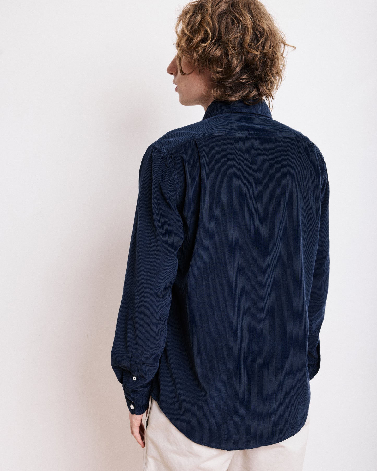 Chemise Homme en Velours Côtelé Bleu Marine Paul