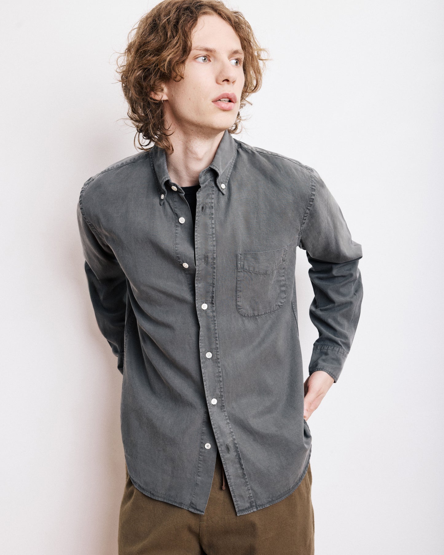 Chemise Homme en Tencel & Coton Vert Militaire Pitt