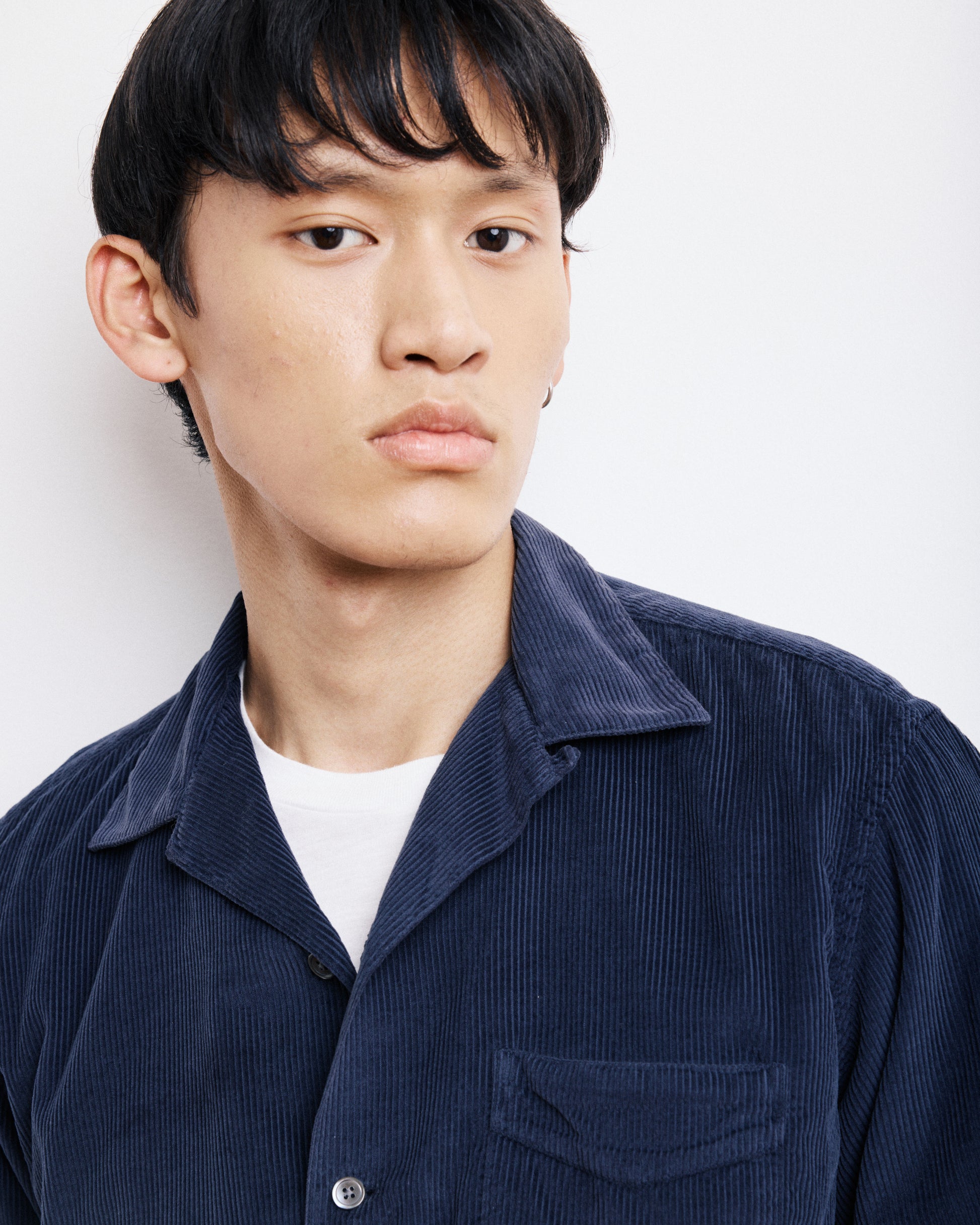 Chemise Homme en Velours Côtelé Bleu Marine Palmito