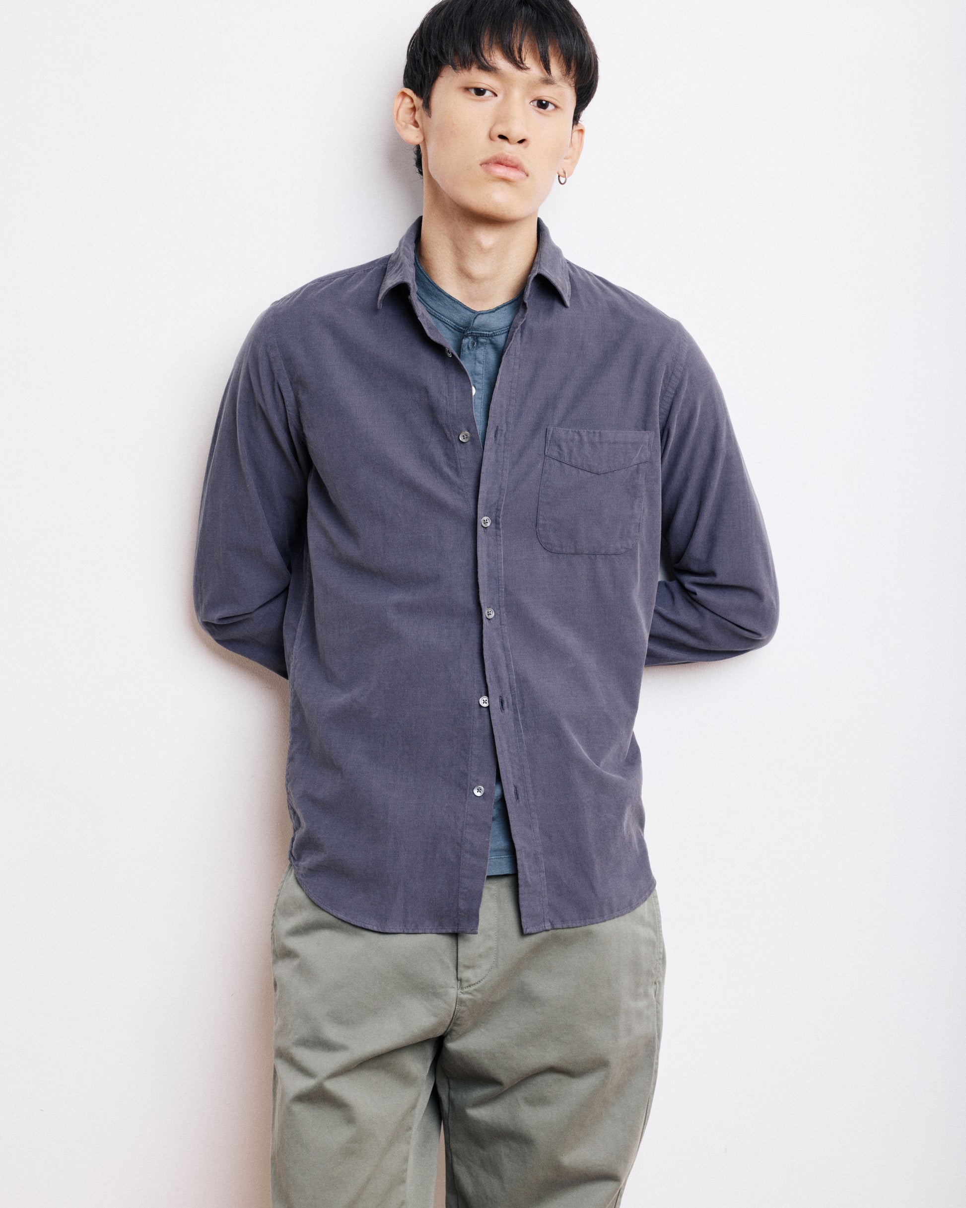 Chemise Homme en Velours Côtelé Carbone Storm