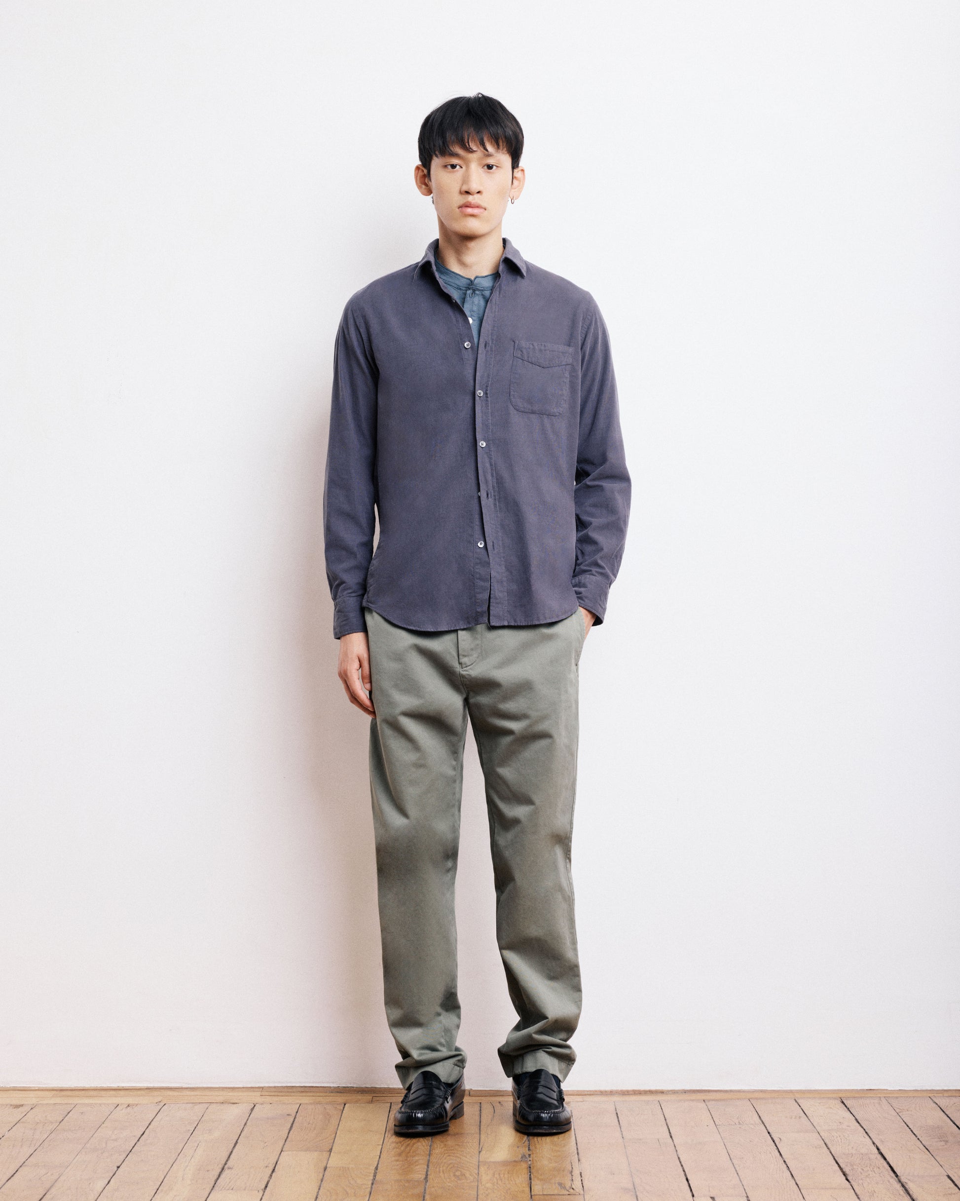 Chemise Homme en Velours Côtelé Carbone Storm