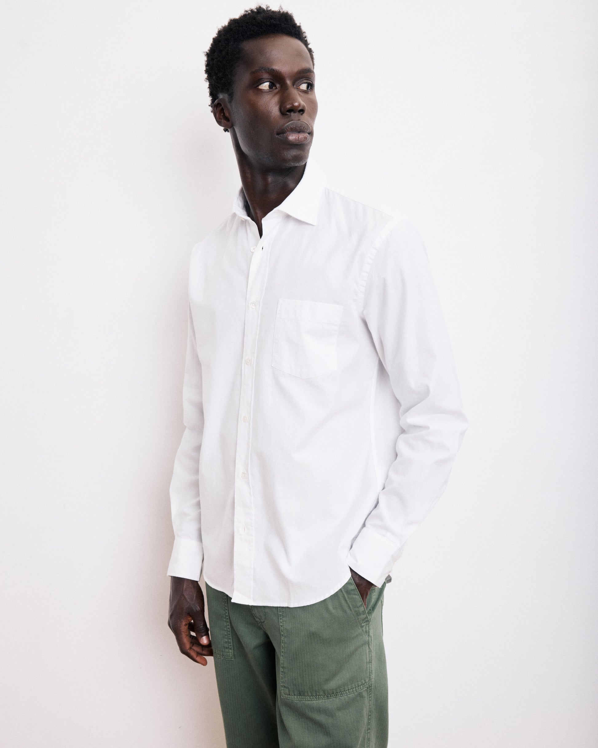 Chemise Homme en Piqué de Coton Blanc Paul