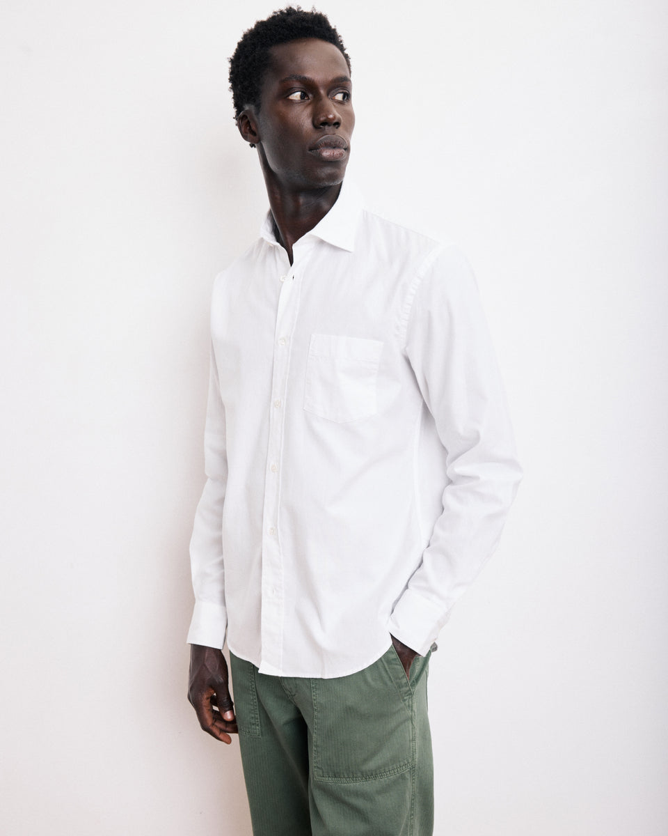 Chemise Homme en Piqué de Coton Blanc Paul - Image principale