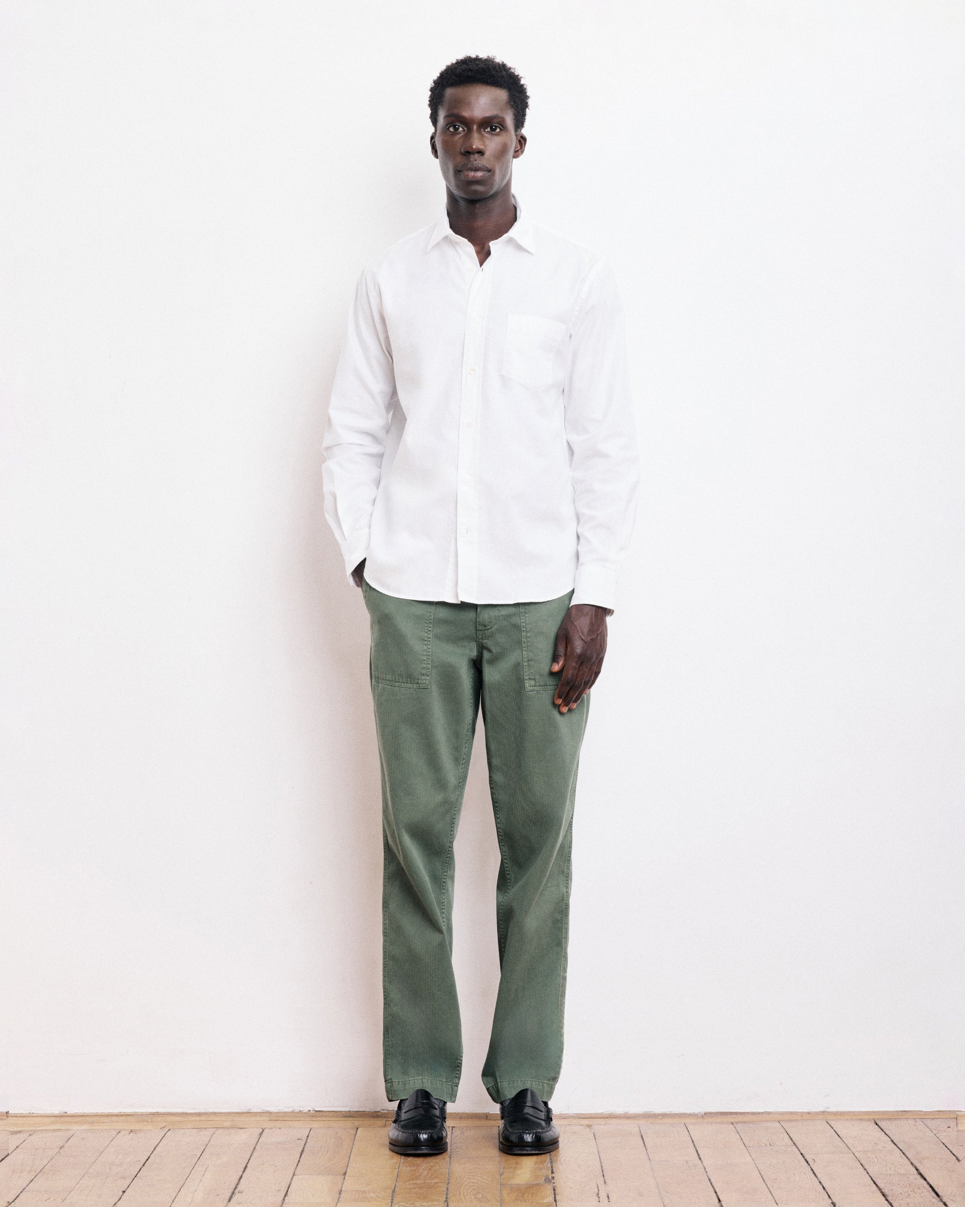 Chemise Homme en Piqué de Coton Blanc Paul