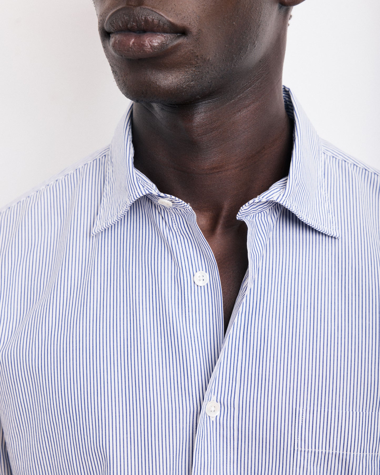 Chemise Homme en Popeline Rayée Bleu Paul