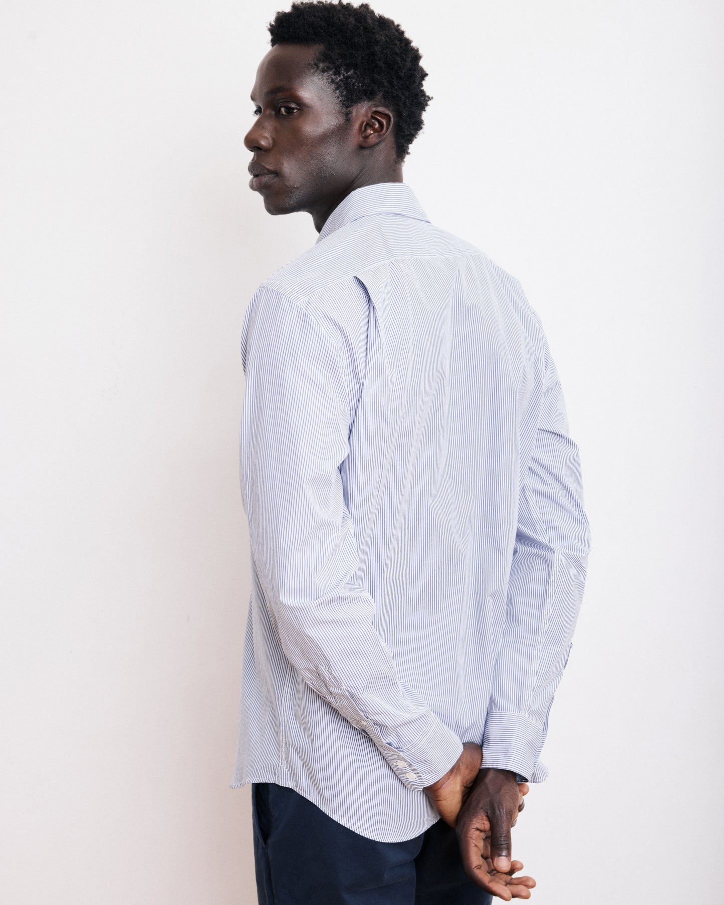 Chemise Homme en Popeline Rayée Bleu Paul