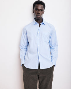 Chemise Homme en Popeline Rayée Bleu Ciel Paul