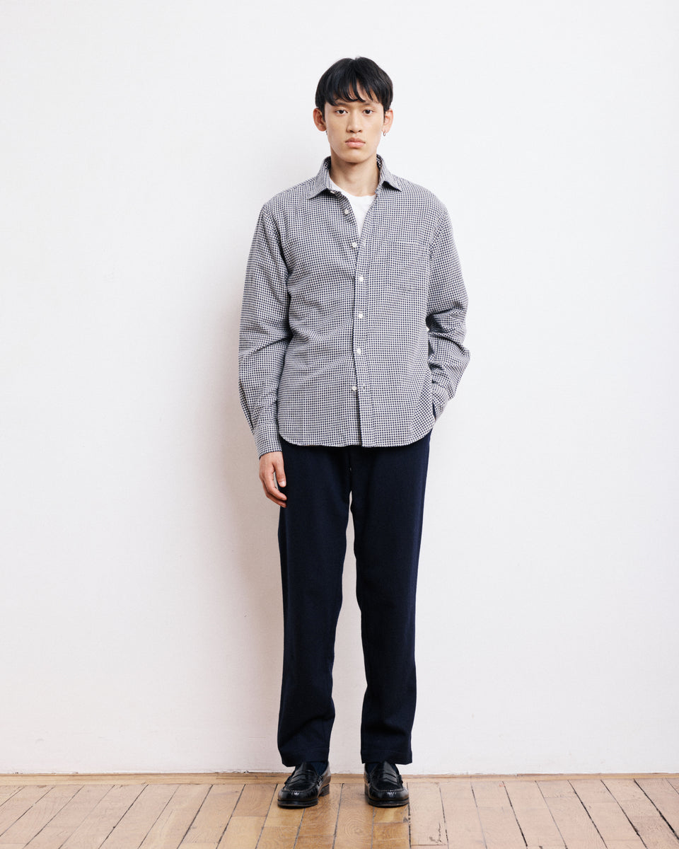 Chemise Homme en Flanelle à Carreaux Brossée Bleu Marine Paul - Image alternative