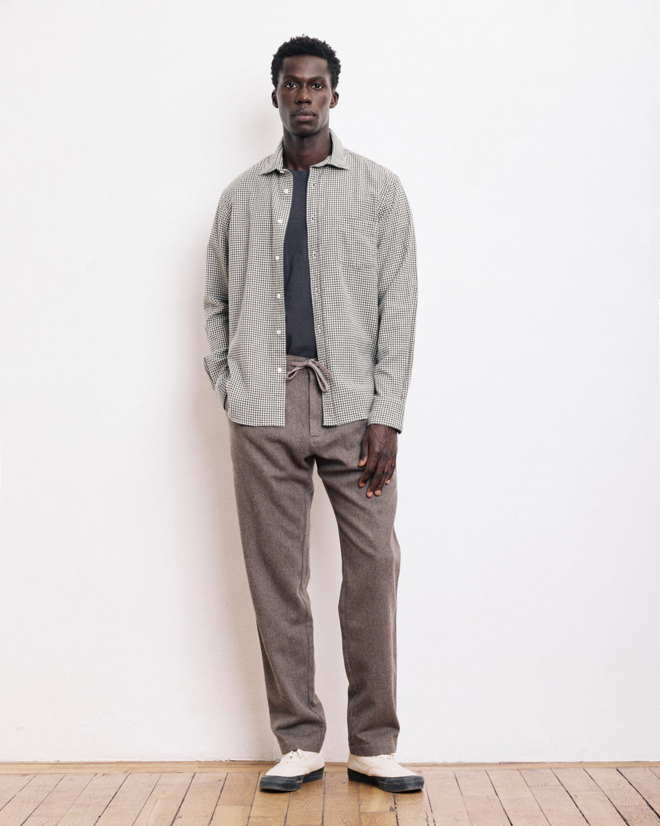 Chemise Homme en Flanelle à Carreaux Brossée Vert Paul - Image alternative