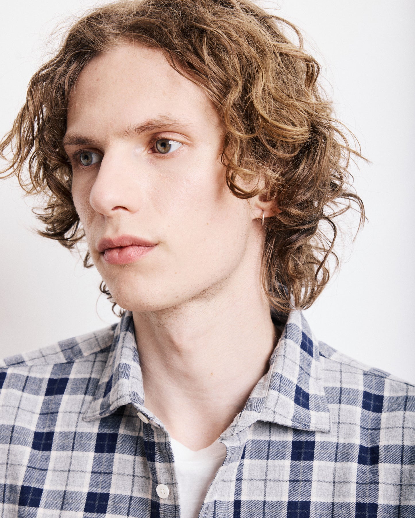 Chemise Homme en Coton Brossé à Carreaux Gris Paul