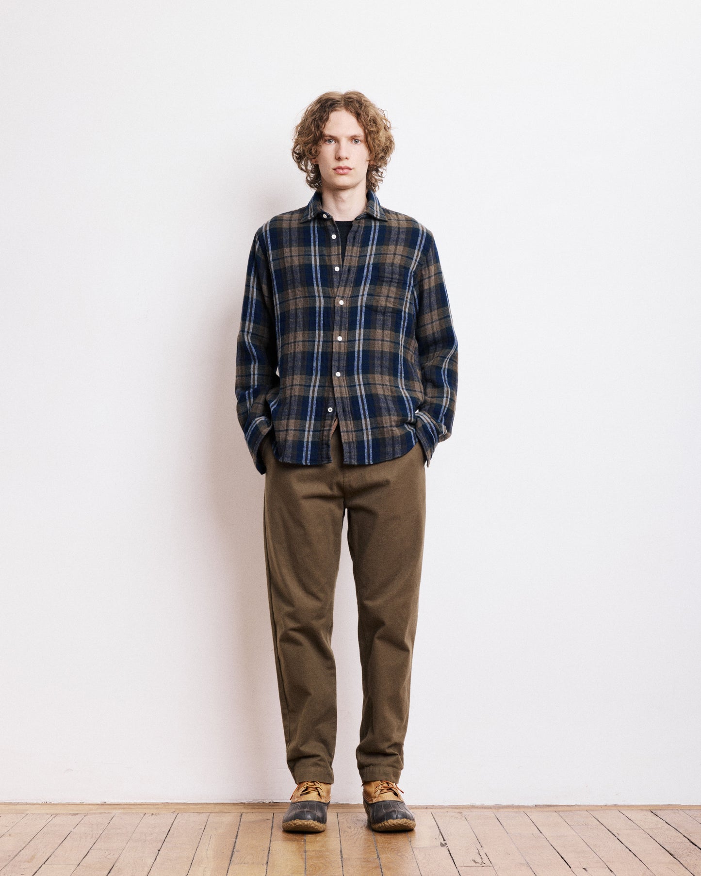 Chemise Homme en Flanelle Double Face à Carreaux Vert Militaire Paul