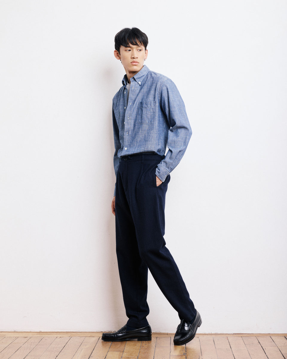 Chemise Homme en Chambray Bleu Indigo Pitt - Image alternative