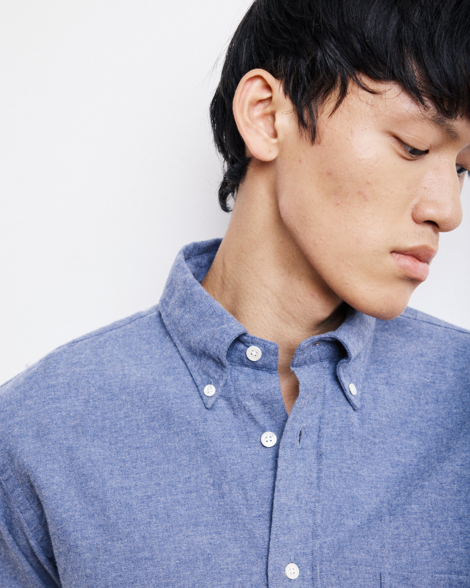 Chemise Homme en Flanelle de Coton Bleu Denim Pitt