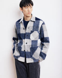 Veste Homme en Laine à Carreaux Bleu Marine Perry