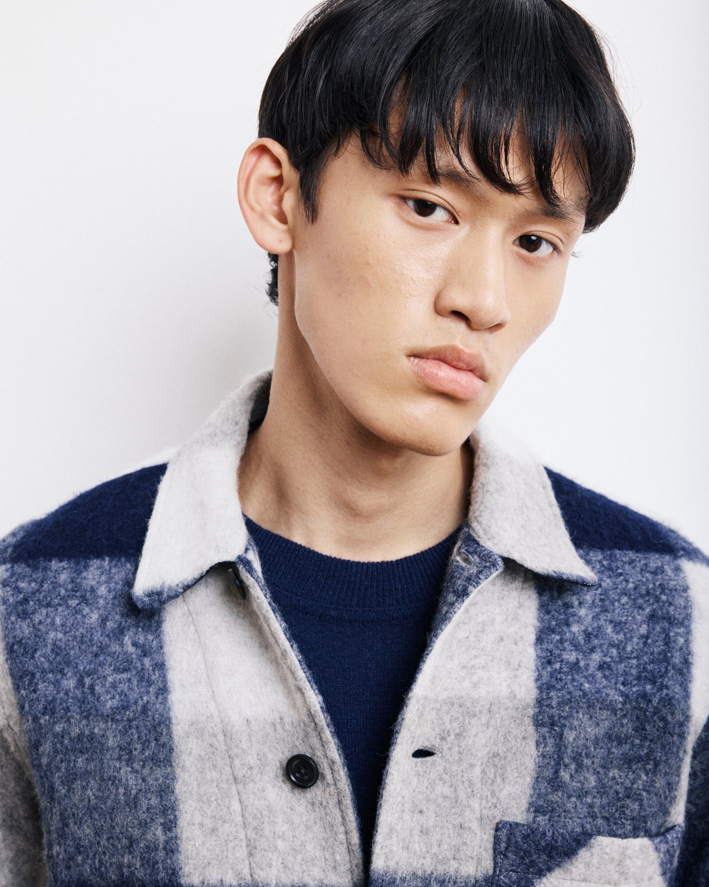 Veste Homme en Laine à Carreaux Bleu Marine Perry