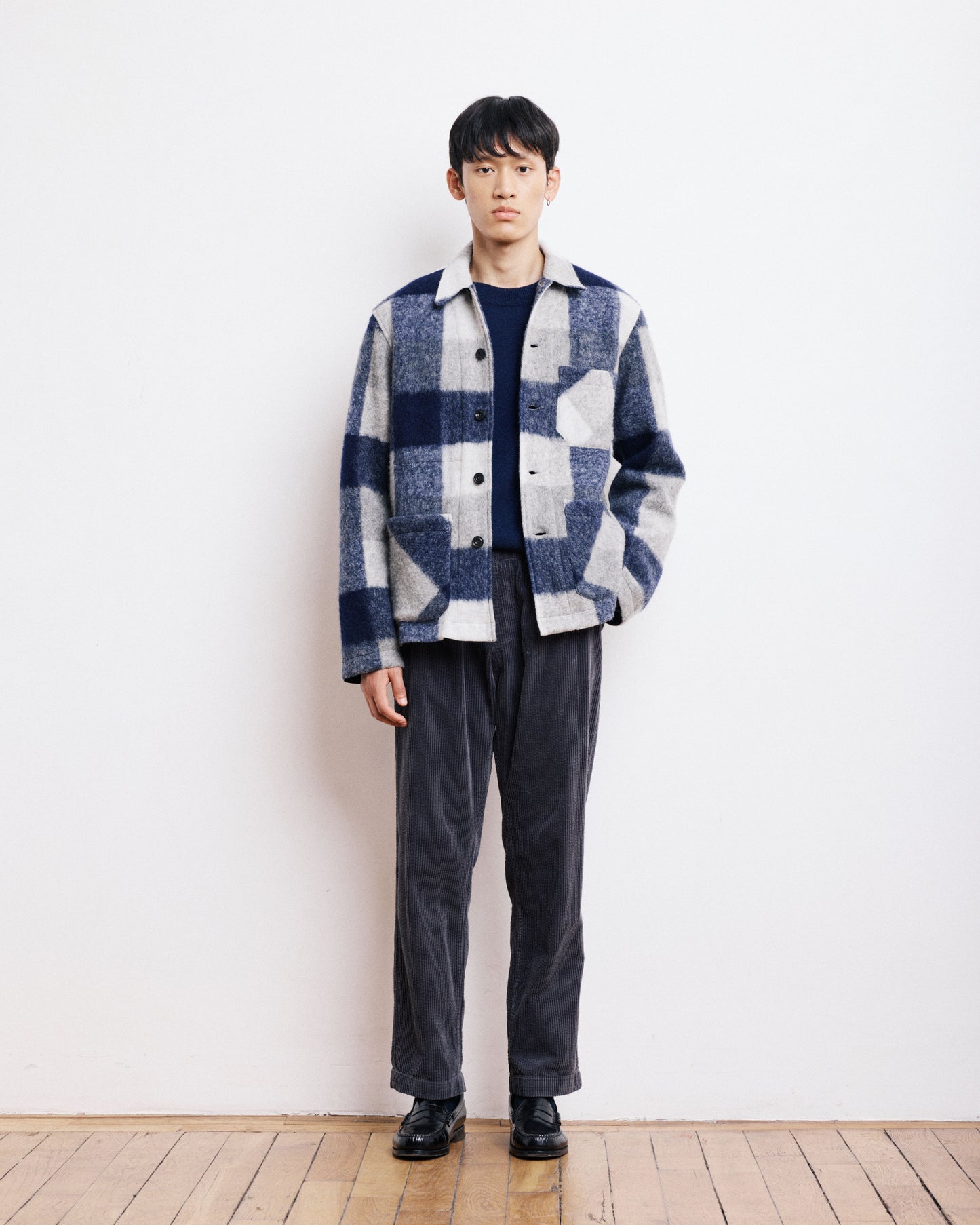 Veste Homme en Laine à Carreaux Bleu Marine Perry