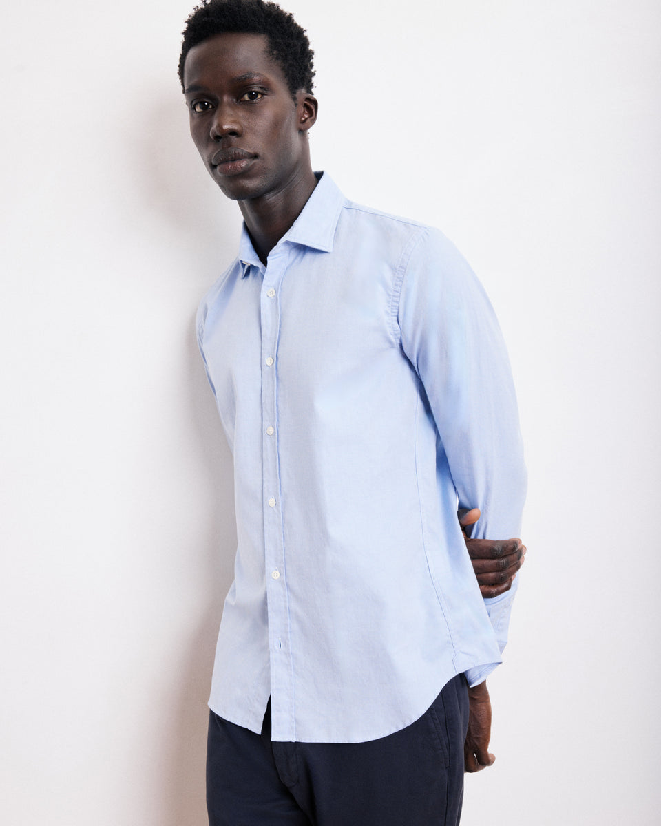 Sammy Men's Blue Cotton Piqué Shirt - Image principale