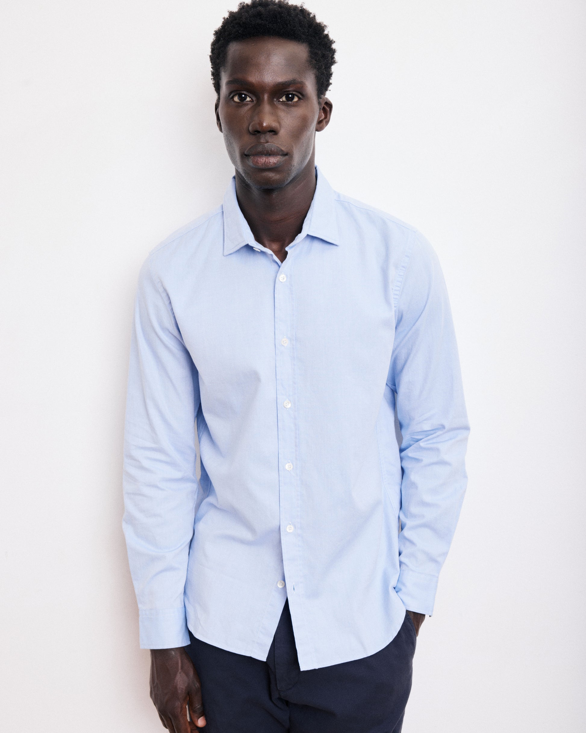 Chemise Homme en Piqué de Coton Bleu Sammy