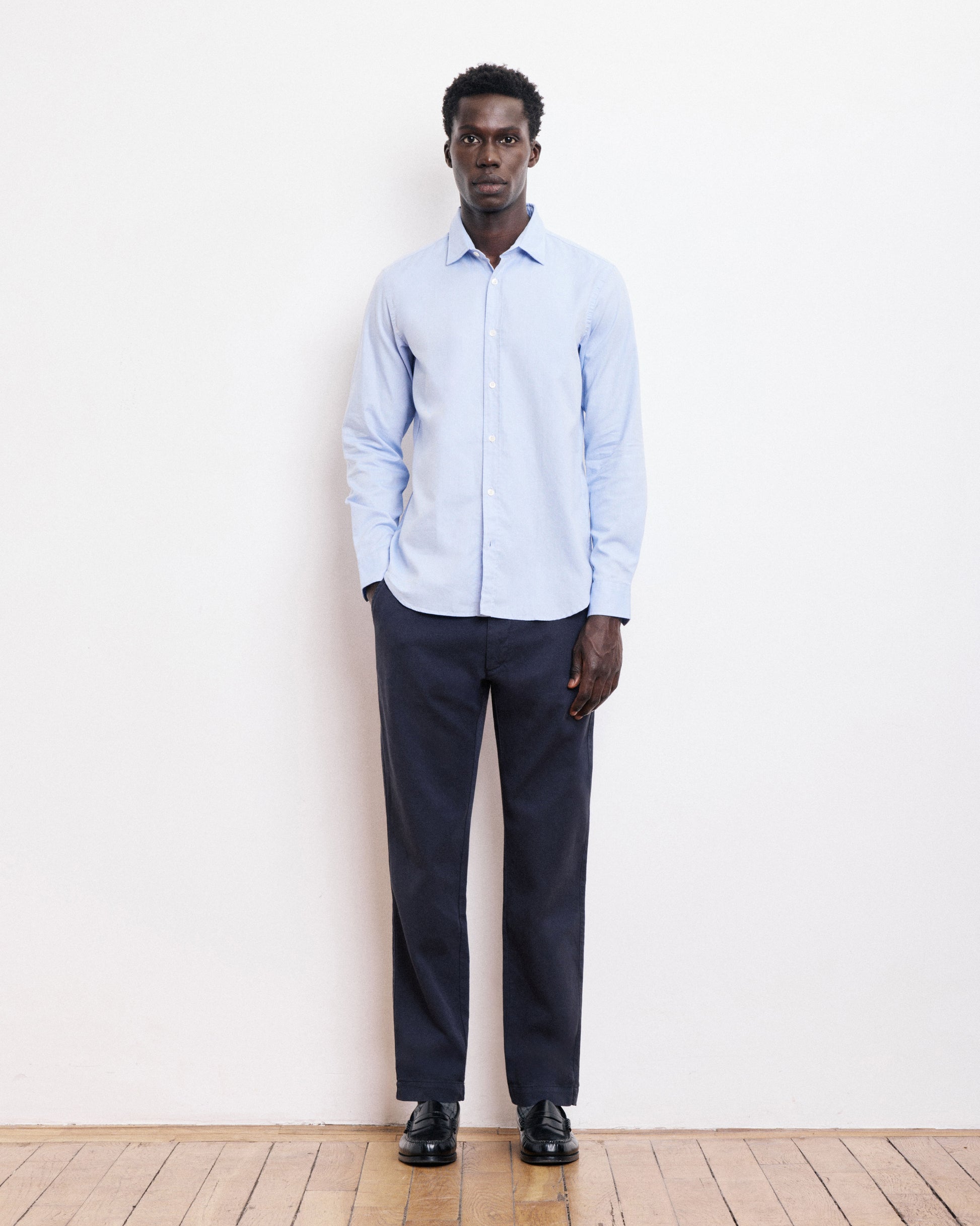 Chemise Homme en Piqué de Coton Bleu Sammy