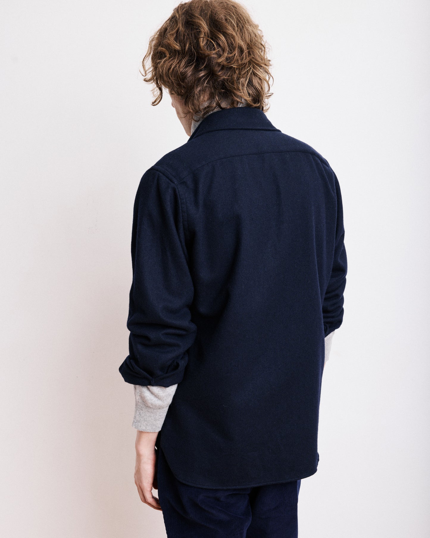 Chemise Homme en Flanelle de Laine Bleu Marine Percey