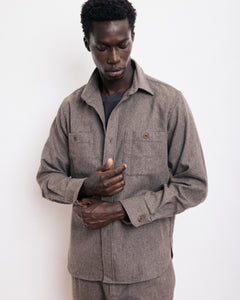 Chemise Homme en Flanelle de Laine Taupe Percey