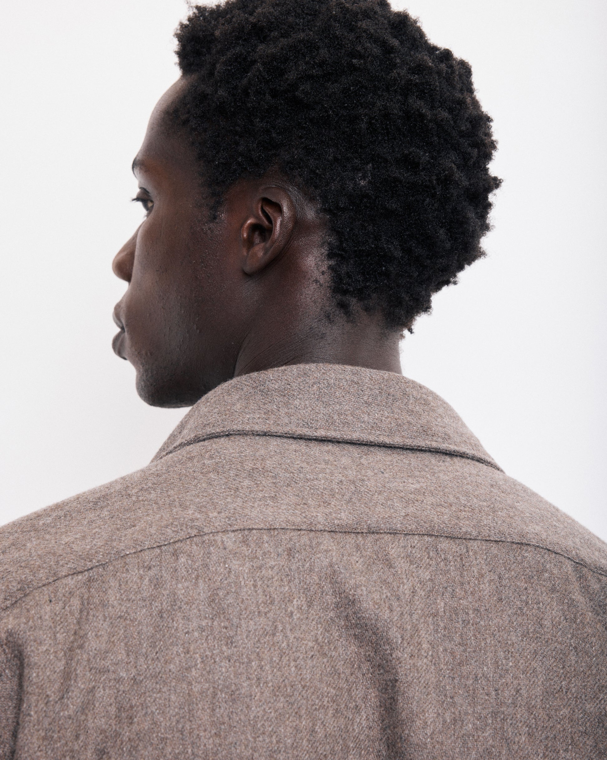 Chemise Homme en Flanelle de Laine Taupe Percey