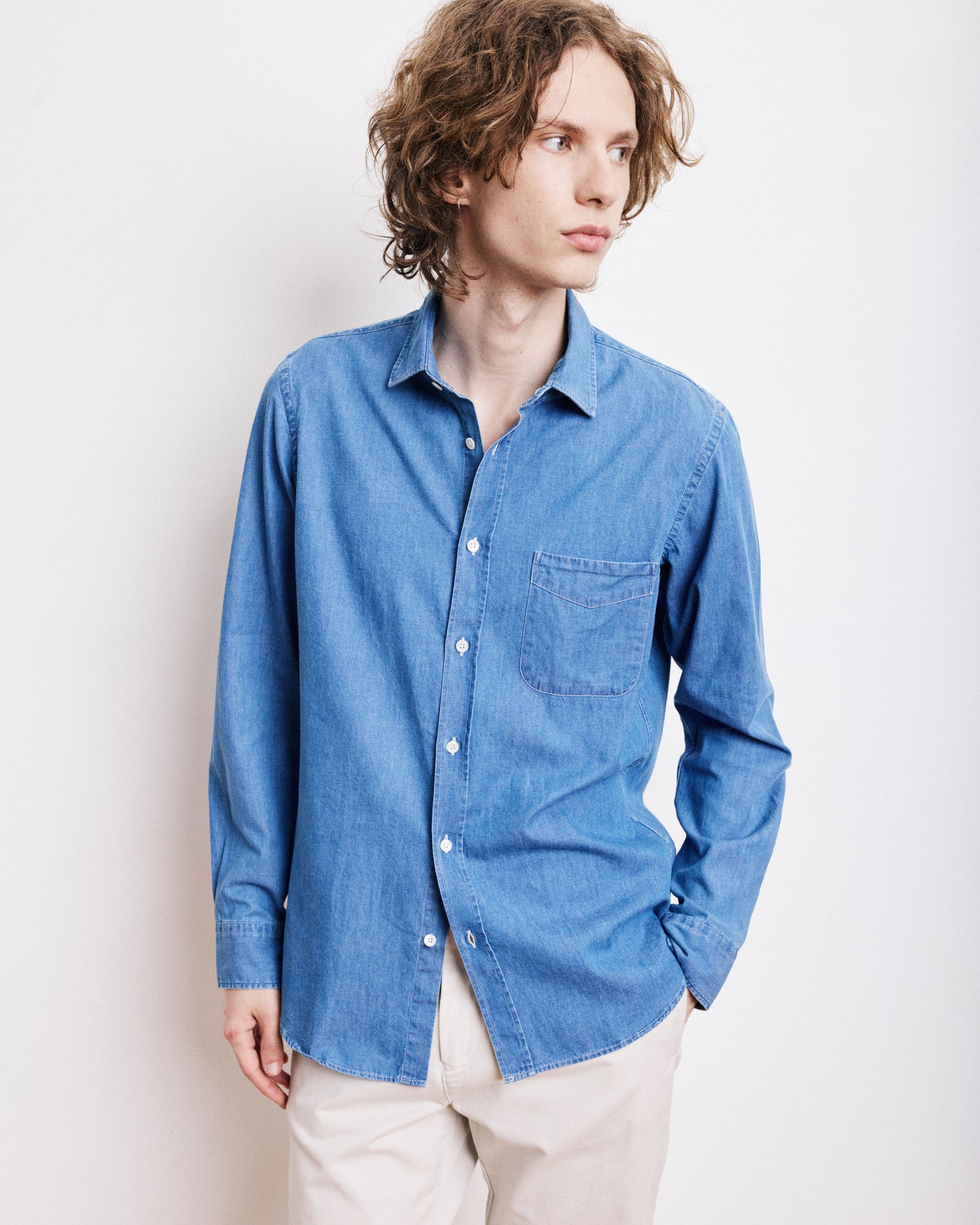Chemise Homme en Denim Bleu Indigo Storm
