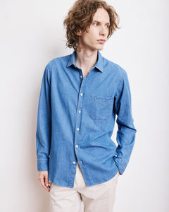 Chemise Homme en Denim Bleu Indigo Storm