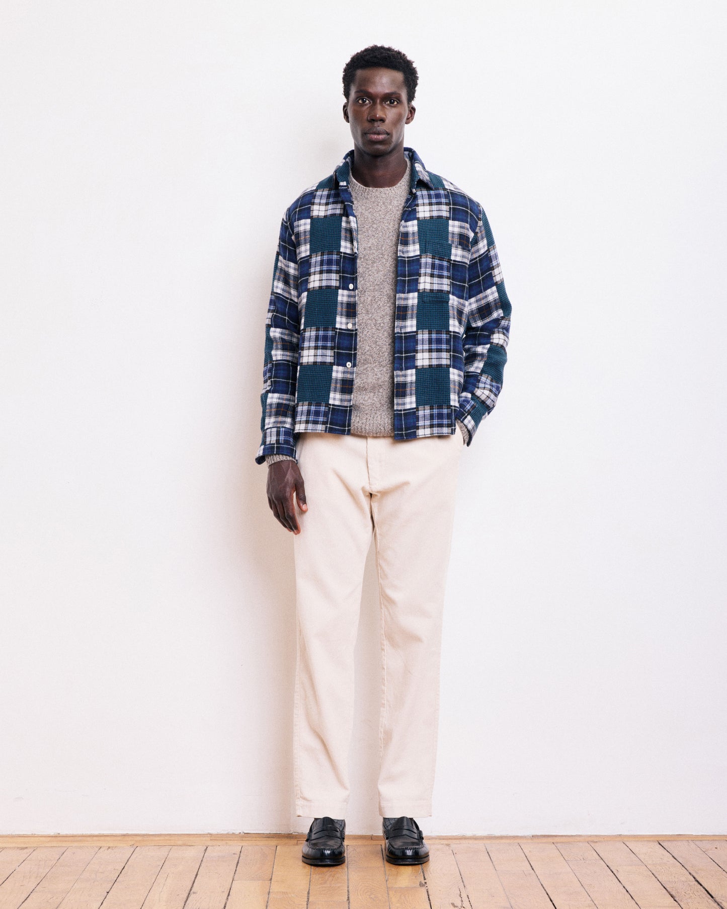 Chemise Homme en flanelle patchwork Bleu Patt