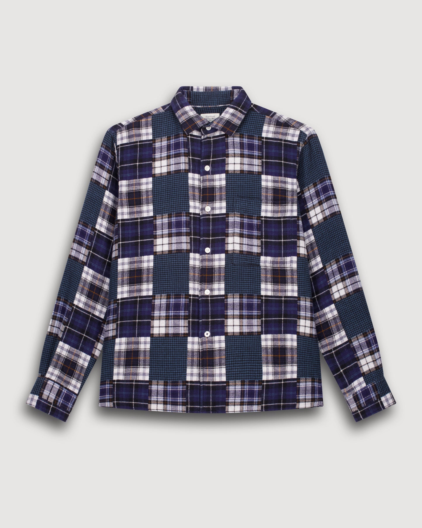 Patt Men's Blue Patchwork Flannel Shirt